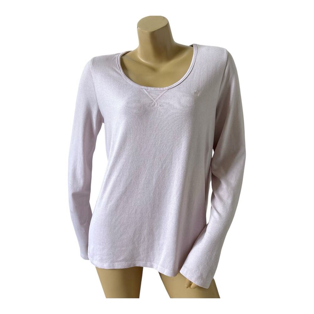 Born Top Womens L Pink Long Sleeve Scoop Neck Soft Knit Casual Shirt Lightweight
